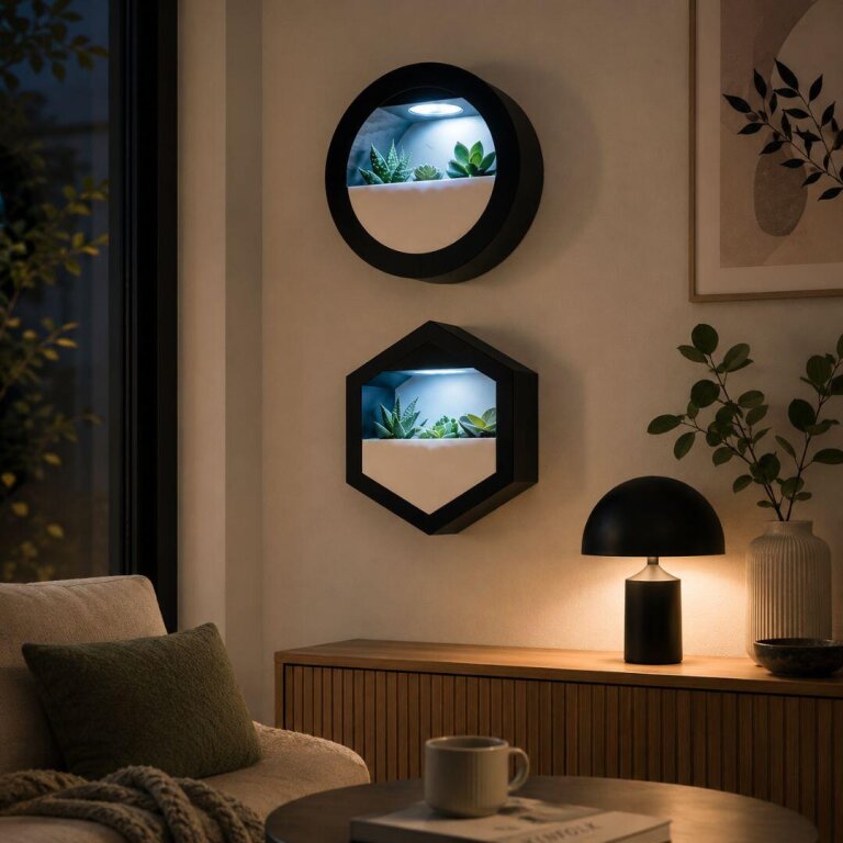 Wiszące donice LED RGB 3D 2 szt. 250 mm – okrągłe, hexagon lub mix (4)